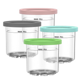 Ice Cream Containers (4 Pcs - 1 Pint Each) for Homemade Ice Cream Reusable with Lids Compatible with NC299AMZ & NC300s Series Creami Ice Cream Makers, IC02