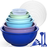 WALL QMER 6 Pcs Plastic Mixing Bowls Set, Colorful Serving Bowls for Kitchen, Ideal for Baking, Prepping, Cooking and Serving Food, Nesting Bowls for Space Saving Storage, Rainbow, MB02