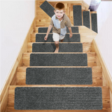 WALL QMER Non-Slip Stair Treads 8"x30" (15 PCS) - Carpet Stairs with Reusable Adhesive, Suitable for Wooden Steps, Machine Washable, Ideal for Kids, Seniors, and Pets, Gray, LT01