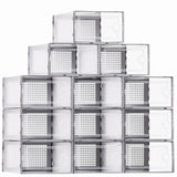 12 Pack Super Easy Install Clear Plastic Stackable Shoe Storage Boxes