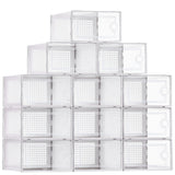 12 Pack Super Easy Install Clear Plastic Stackable Shoe Storage Boxes