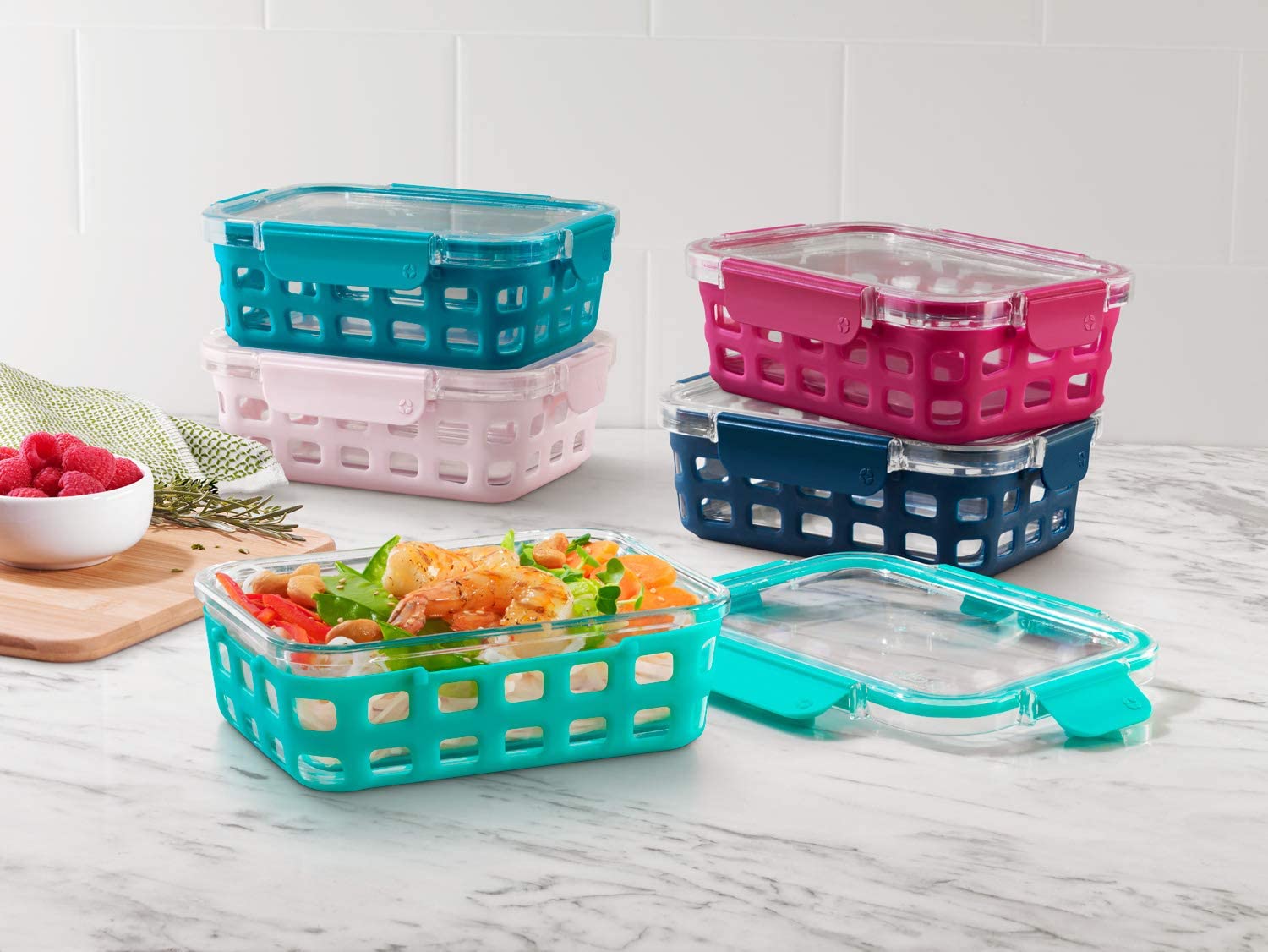 Prep & Savour Glass Food Storage Containers Set, Large Size Glass
