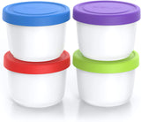 Premium Ice Cream Containers, Reusable Freezer Storage Tubs with Lids for Ice Cream, Sorbet and Gelato!  4 Colors