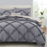 HTTT Boho Tufted Bedding Set, Soft and Embroidery Shabby Chic Duvet Covers