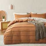 HTDJ Pleated Duvet Cover, Soft and Breathable Textured Bedding Set